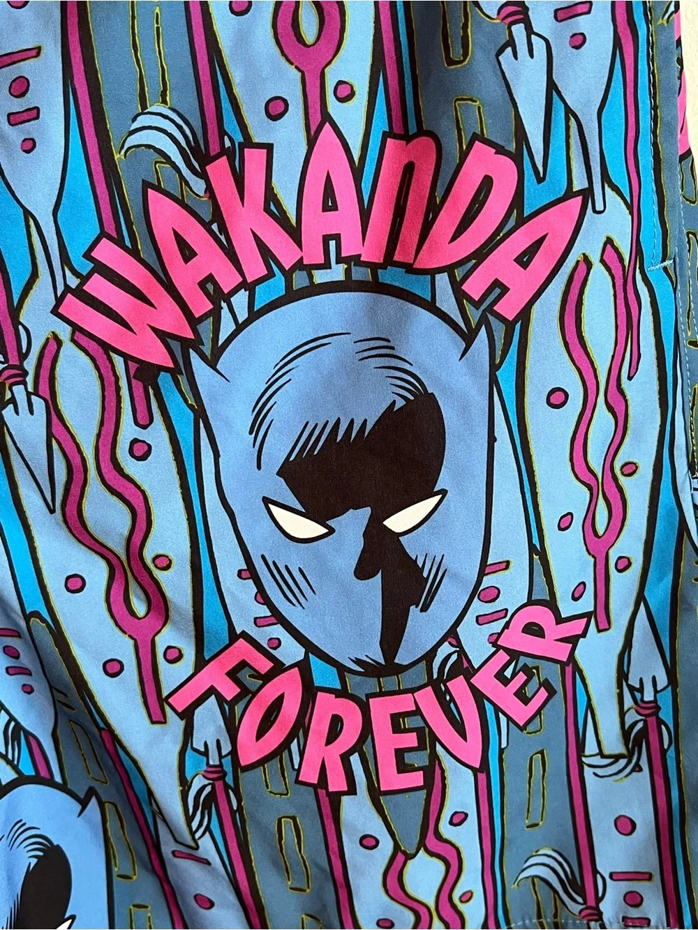 Marvel Black Panther Wakanda Forever Men's Blue Graphic Swim Shorts
